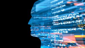 Forme d'un visage humain avec des données informatique