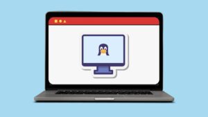 Logo linux sur un ordinateur portable