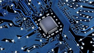 Puce électronique dans un processeur d'ordinateur